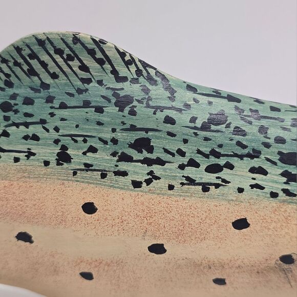 Trout Decoy Vintage Handcarved Hand painted Figurine On Stand - Picture 9 of 9